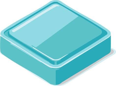 turquesa isométrica cuadrado envase con tapa y sombra ilustración para embalaje diseño vector