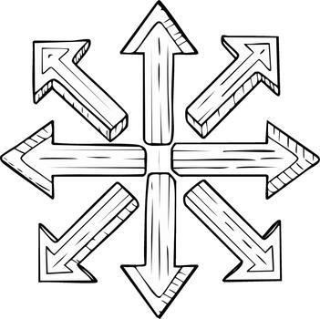 direccional flechas señalando diferente formas mano dibujado gráfico diseño elemento vector