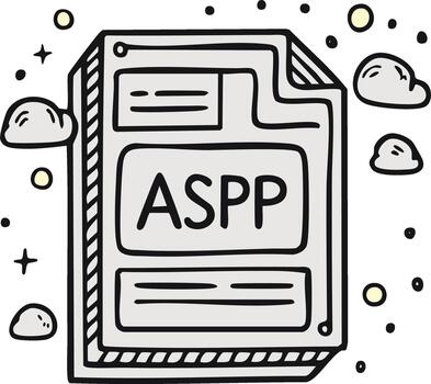 aspp archivo formato icono garabatear ilustración. mano dibujado concepto para documento, datos, y tecnología vector