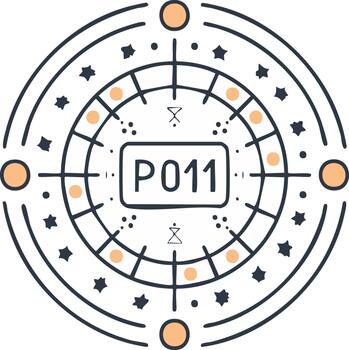 Abstract circle design with decorative elements, lines, shapes, stars, and number within a frame vector