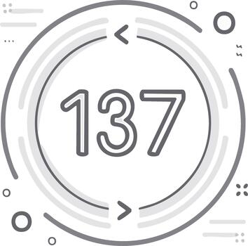 Number 137 fine-structure constant science icon in a monochrome doodle line art style vector