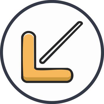 Geometric corner symbol with a diagonal line in a circular frame vector