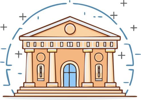 neoclásico edificio con columnas y frontón ilustración vector