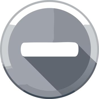 Subtract Button Icon in Grayscale with Shadow Effect Sign of Negative Operation vector