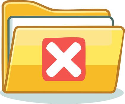 Folder with red cross symbol signifying error or rejection vector