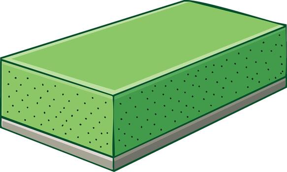 Simple green rectangular object with black dots and a gray base vector