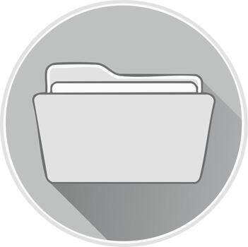 gris documento carpeta icono con documentos plano diseño largo sombra estilo en un circular antecedentes vector