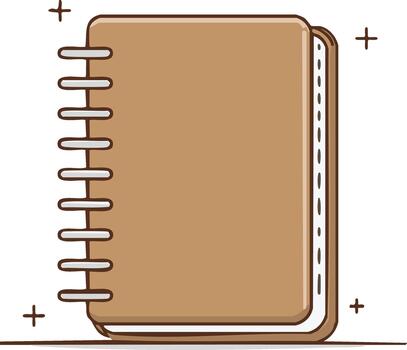 Illustration of a Brown Notebook with Spiral Binding for Notes and Lists vector