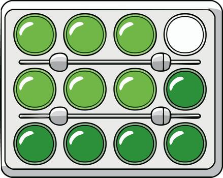 Lime Green Slider Control Panel Buttons, Levels, Setting, Sound, Regulation, Interface. Cartoon Style vector