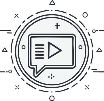 contenido mensaje burbuja icono con jugar botón y texto líneas para digital comunicación vector