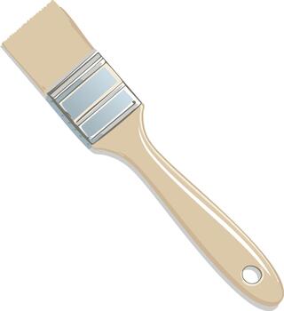 angular Disparo de un limpiar Cepillo de pintura Listo para pintura con suave madera encargarse de y rectangular cepillo cabeza Perfecto para bricolaje proyecto vector