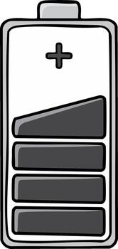 batería cargar indicador, bajo poder símbolo, gris, plano estilo diseño, energía agotamiento, eléctrico nivel indicador vector