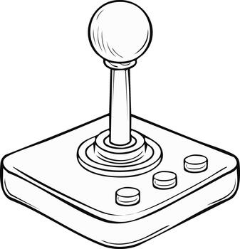 Retro arcade joystick with three buttons and a ball top vector