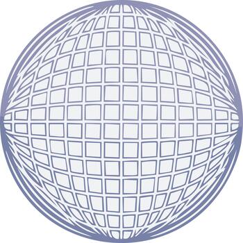 Stylized wireframe globe with distorted square grid. Abstract 3D sphere illustration vector