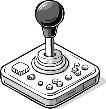 Isometric Arcade Joystick with Multiple Buttons for Gaming and Retro Style vector