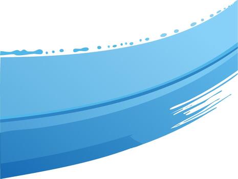 Blue curved shape with drops of water, abstract wave pattern vector