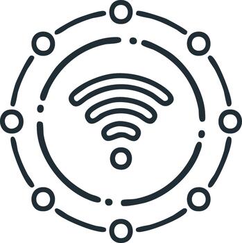 Wireless network hub icon with a Wi-Fi signal representing global communication and connectivity vector