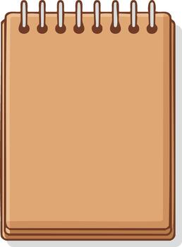 Blank spiral bound notepad with brown kraft paper pages for writing or drawing vector