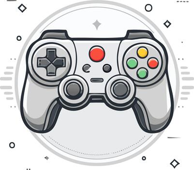 Stylish game controller emblem illustration for console gaming and entertainment design element vector