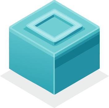 isométrica azul cubo diseño con cuadrado recuadro, Perfecto para icono o moderno gráfico necesidades vector