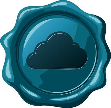 nube informática y datos seguridad concepto con un verde azulado cera sello icono vector