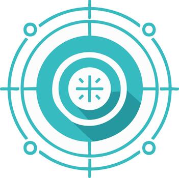 Modern Digital Target Icon with Crosshair Concentric Circles and Long Shadow Effect vector