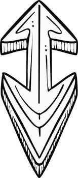 Hand Drawn Vertical Arrows Graphic Pointing Up and Down for Direction or Symbol vector