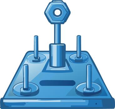 Blue Mechanical Switchboard Toggle Set Cartoon Style Isometric View vector