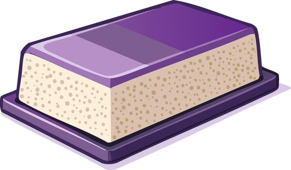 Purple and beige rectangular object with textured surface and tray vector