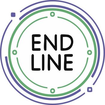 End Line text in a modern circular graphic icon for deadline goal and project completion concepts vector