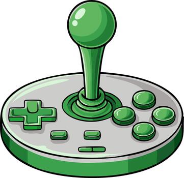 Green retro arcade game controller joystick and buttons vector