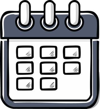 Hand Drawn Calendar Graphic with Date Blocks for Planning and Scheduling in Cartoon Style vector