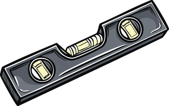 Spirit level tool with vials and liquid checks for levelness tool drawing vector