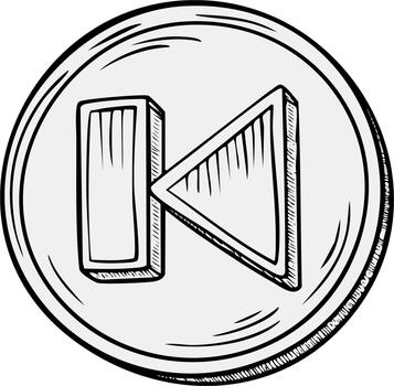 Hand Drawn Media Player Rewind Button Symbol in Retro Style, Audio and Control Illustration vector