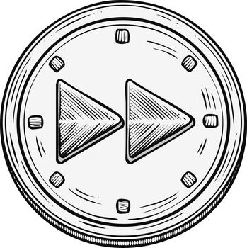 mano dibujado rápido adelante botón icono con un Clásico grabado bosquejo estilo vector