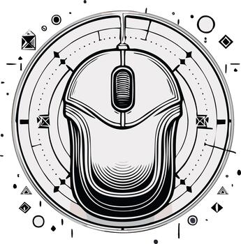 resumen computadora ratón gráfico diseño dentro un detallado circular tecnología diagrama vector