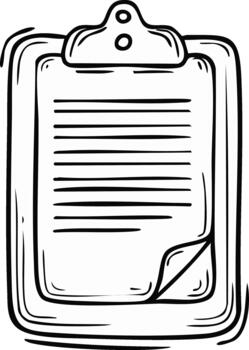 Clipboard with Document Sketch Style, Page Corner Fold, Business Note Template Illustration vector