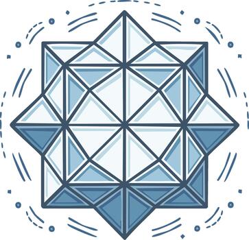 Abstract geometric blue star shape illustration with multifaceted pattern vector