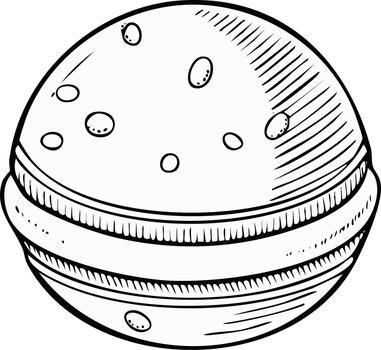 mano dibujado bosquejo de un planeta con cráteres y anillos vector