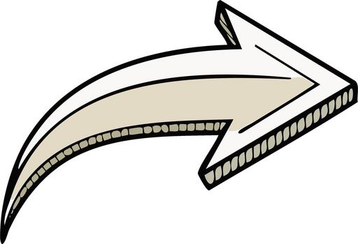 Curved Pointer Graphic Artistic Arrow Illustration for Direction, Navigation, and Design Elements with Hand-Drawn Feel vector