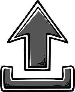 dibujado a mano subir icono en un incompleto dibujos animados estilo. hacia arriba flecha símbolo para datos transferir y compartiendo vector