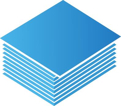 Stacked Isometric Blue Squares Representing Data Layers or Information Hierarchy vector