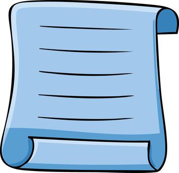 Illustration of a blank paper scroll with lines in a cartoon style vector