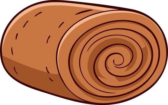 Cartoon Style Swirl Roll Brown Patterned Fabric with Circular Design and Marked Texture vector