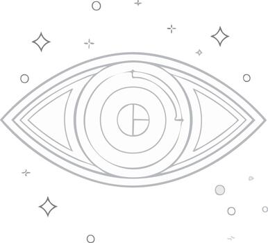 ojo línea Arte con circular patrones y destellos, conceptual visualización para misticismo, espiritualidad, conciencia o un visionario idea vector