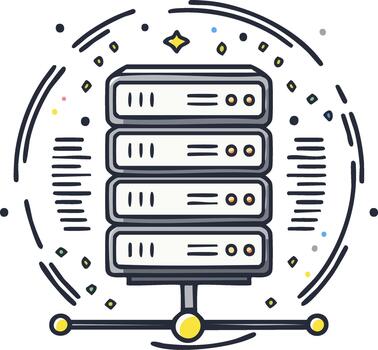 datos servidor ilustración con estrellas y líneas, red concepto, servidor estante diseño vector