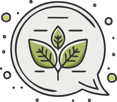 verde brote en un pensamiento burbuja con puntos y guiones representando ideas y crecimiento vector