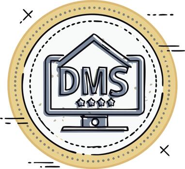 DMS on Computer Screen with Rating Stars, Document Management System Concept vector