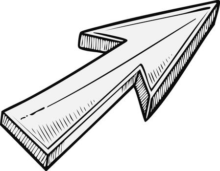 apuntando hacia arriba flecha en perspectiva con un dibujado a mano estilo para dirección y navegación vector