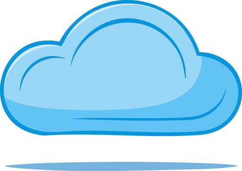 Light blue cartoon cloud floating with soft shadow simple stylized weather or data symbol vector